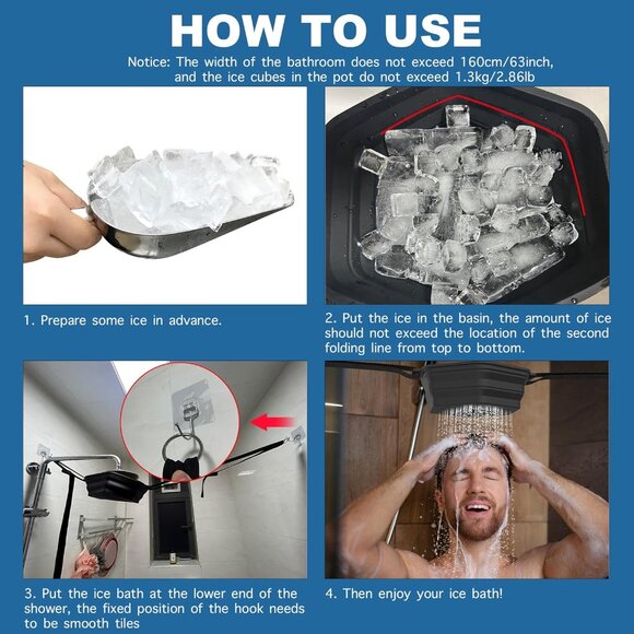 Foldable Silicone Ice Shower Bath Bucket for Cold Shower Therapy(1 Set) - Picture 6 of 13